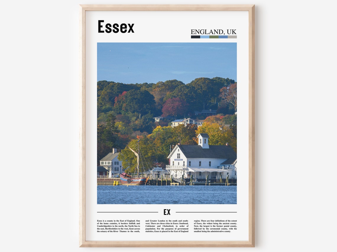 Essex Print Essex Poster Essex Wall Art Oil Painting Poster Colorful City Print City Artwork Travel Artwork Travel Wall Art