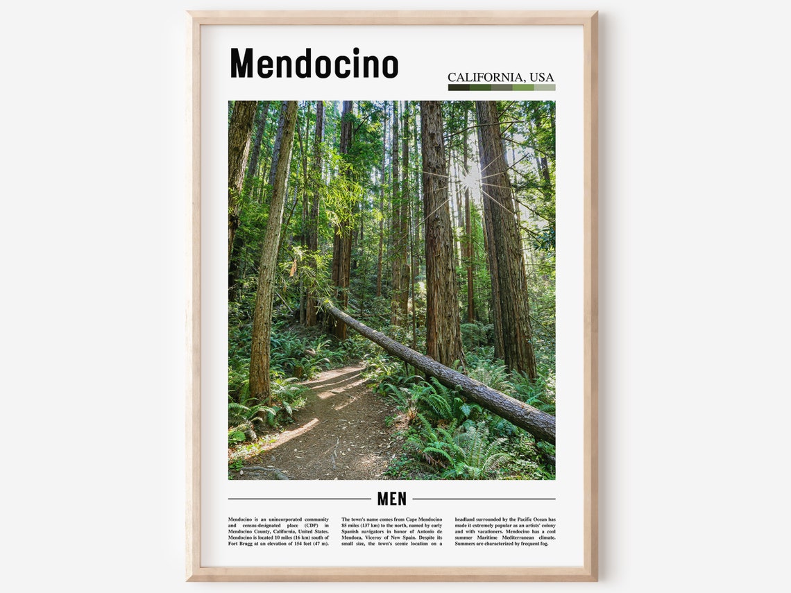 Mendocino Print Mendocino Poster Mendocino Wall Art Minimal Travel Print Minimal City Poster Travel Destination Oil Painting Poster