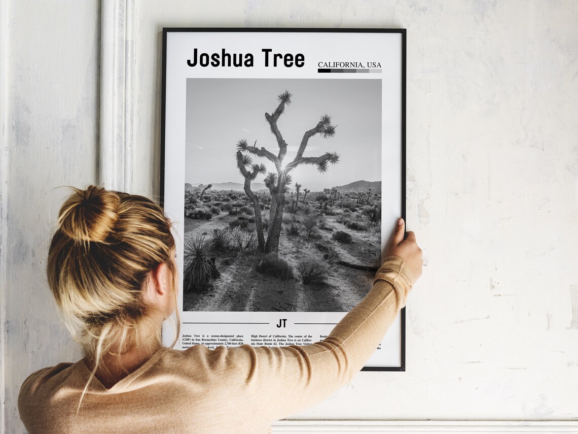 Joshua Tree Travel Poster, Minimal Black And White - Image 5
