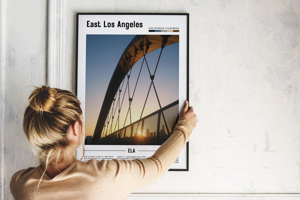 East Los Angeles Print East Los Angeles Poster East Los Angeles Wall Art Minimal Travel Print Minimal City Poster Oil Painting Poster - Image 4