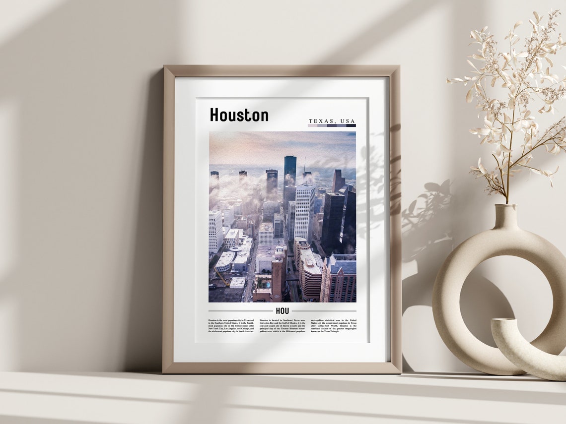 Houston Poster Houston Print Houston Wall Art United States Photo United States Poster United States Print - Image 3