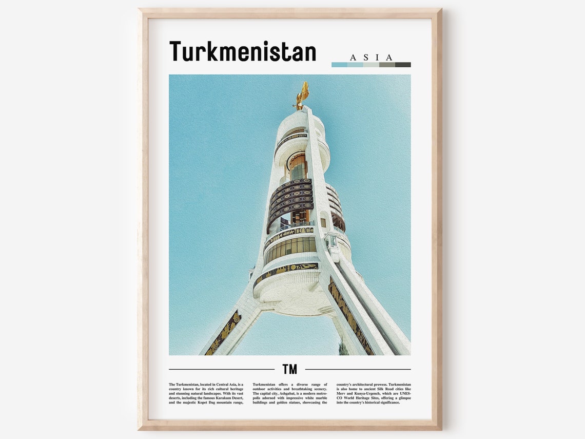 Turkmenistan Poster Turkmenistan Print Turkmenistan Wall Art Asia Print Asia Poster Asia Photo Minimal Travel Poster