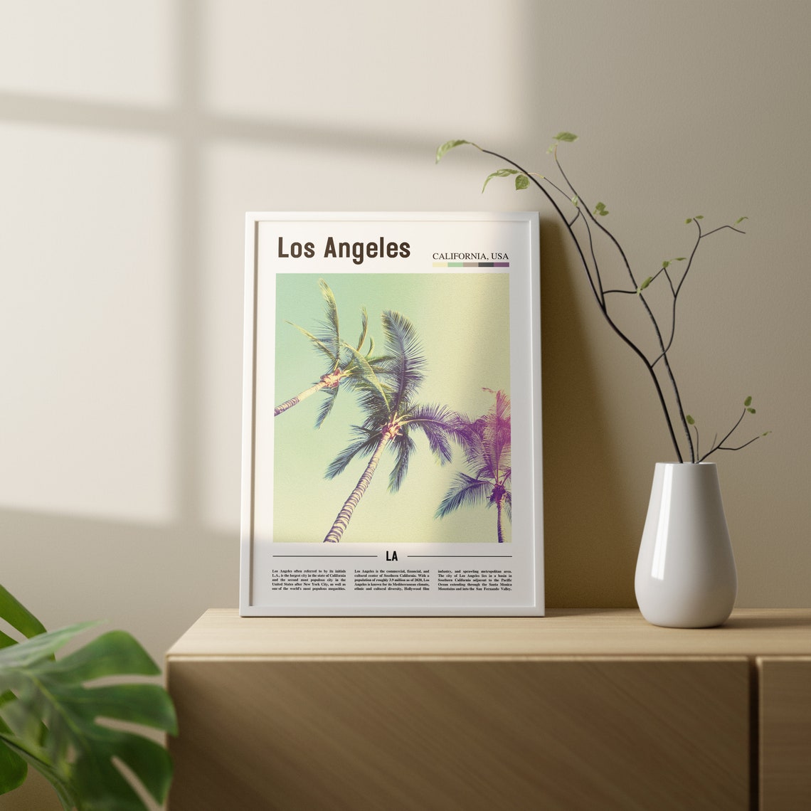 Los Angeles Print Los Angeles Poster Los Angeles Wall Art Oil Painting Poster Colorful City Print City Artwork Travel Artwork Travel Art - Image 2