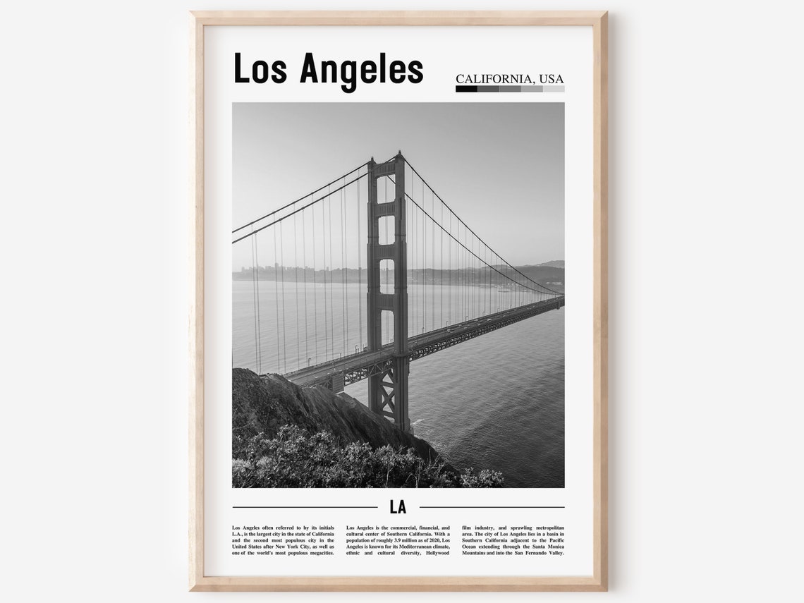 Los Angeles Poster Black And White Los Angeles Print Black And White Los Angeles Wall Art Minimal Travel Print Travel Poster