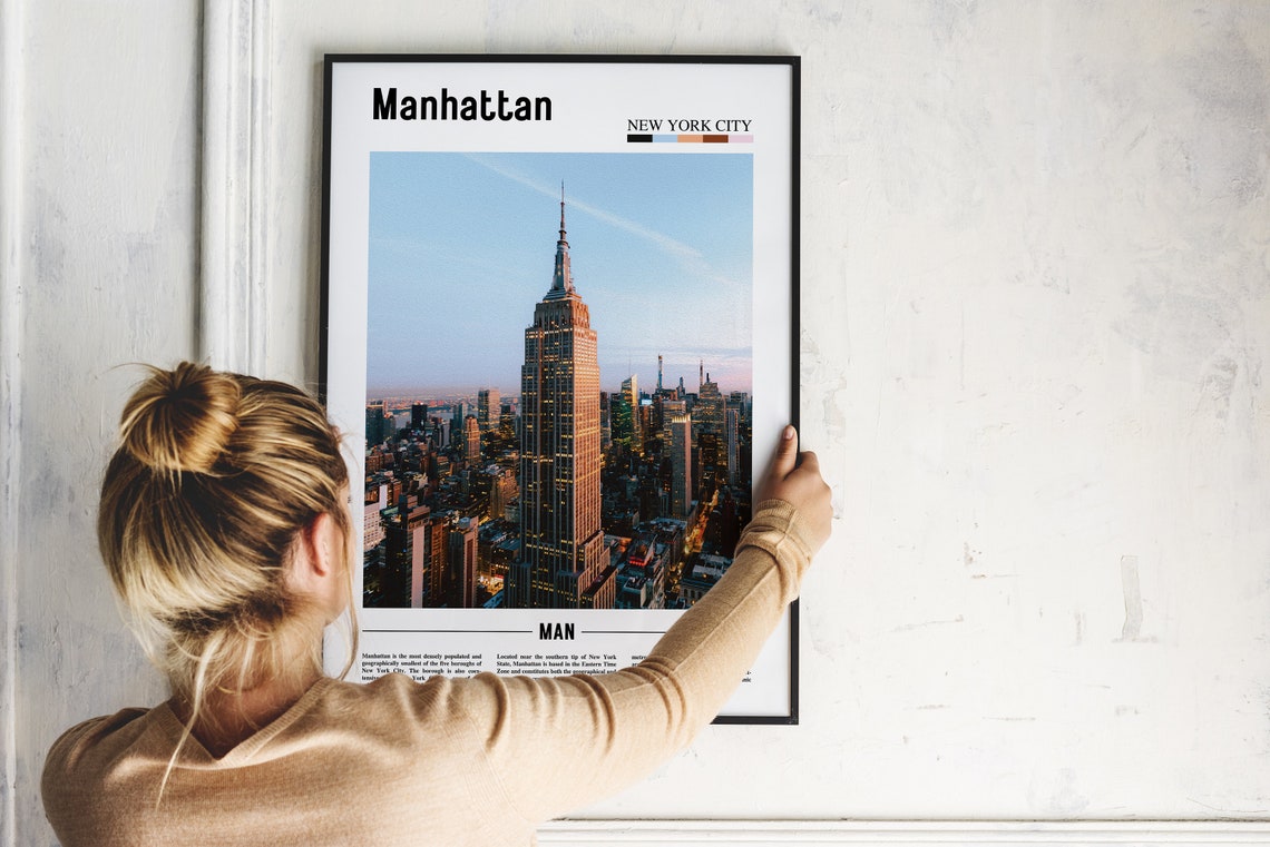 Manhattan Print Manhattan Poster Manhattan Wall Art Oil Painting Poster Colorful City Print City Artwork Travel Artwork Travel Wall Art - Image 4