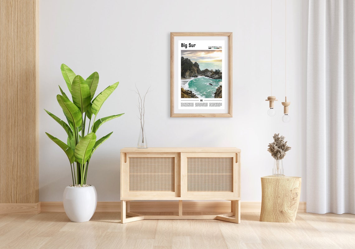 Big Sur Poster Big Sur Print Big Sur Wall Art Minimal Travel Print Minimal City Poster Travel Destination Oil Painting Poster - Image 3