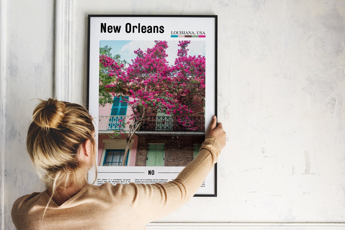 New Orleans Print New Orleans Poster New Orleans Wall Art Minimal Travel Print Minimal City Poster Oil Painting Poster - Image 4