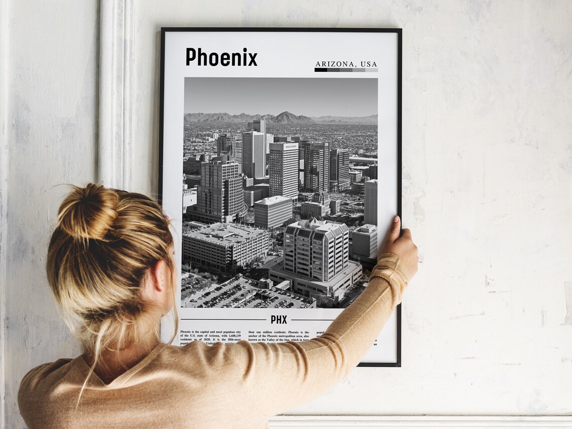 Phoenix Minimal Travel Poster, Black And White - Image 5