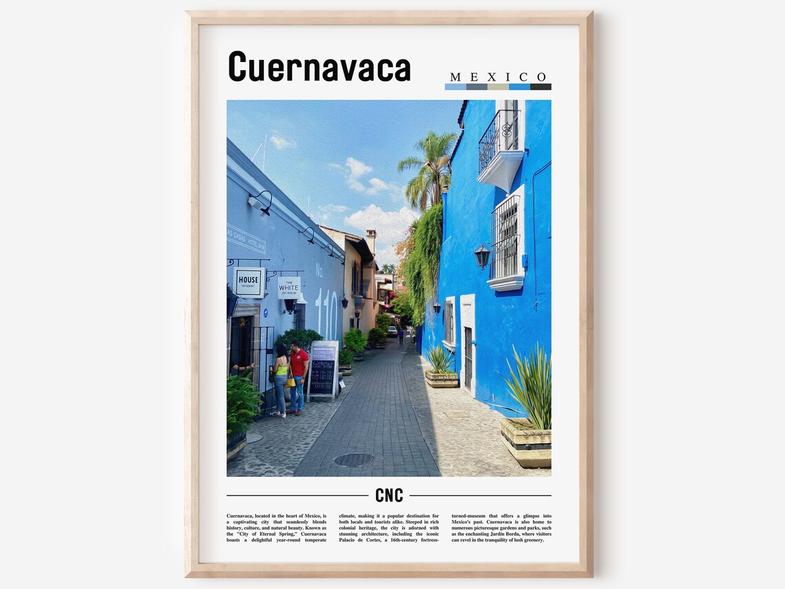 Cuernavaca Minimal Travel Poster, Oil Painting