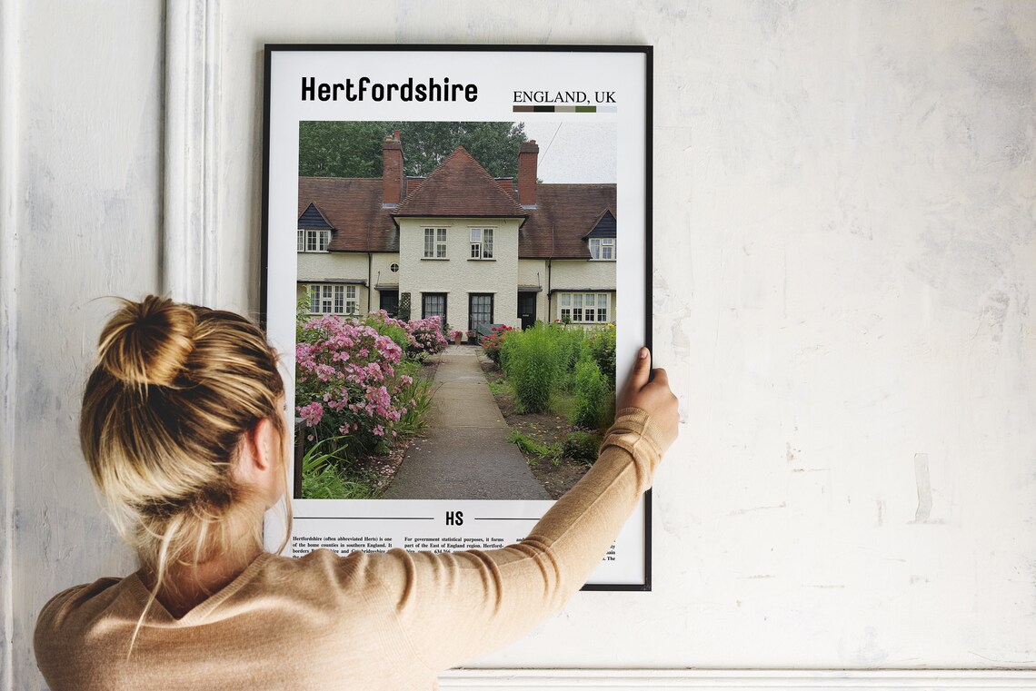 Hertfordshire Minimal Travel Poster, Oil Painting - Image 5