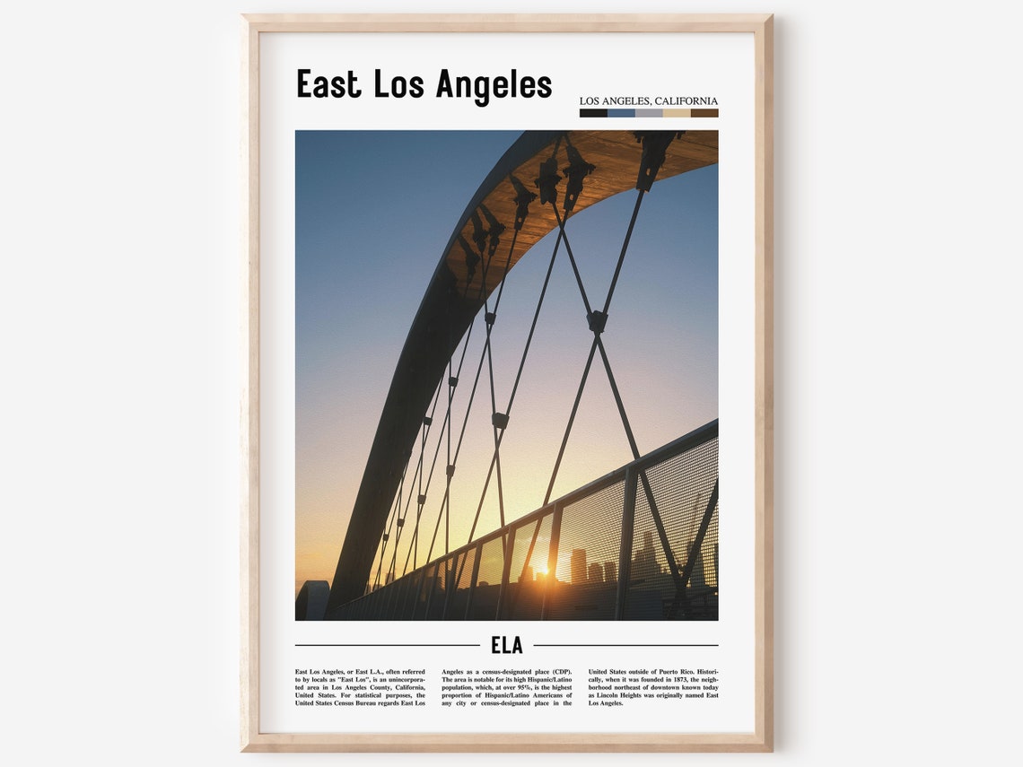 East Los Angeles Print East Los Angeles Poster East Los Angeles Wall Art Minimal Travel Print Minimal City Poster Oil Painting Poster