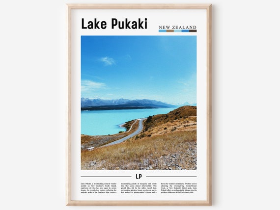 Lake Pukaki Poster Lake Pukaki Print Lake Pukaki Wall Art Minimal Travel Print Travel Destination Oil Painting Poster