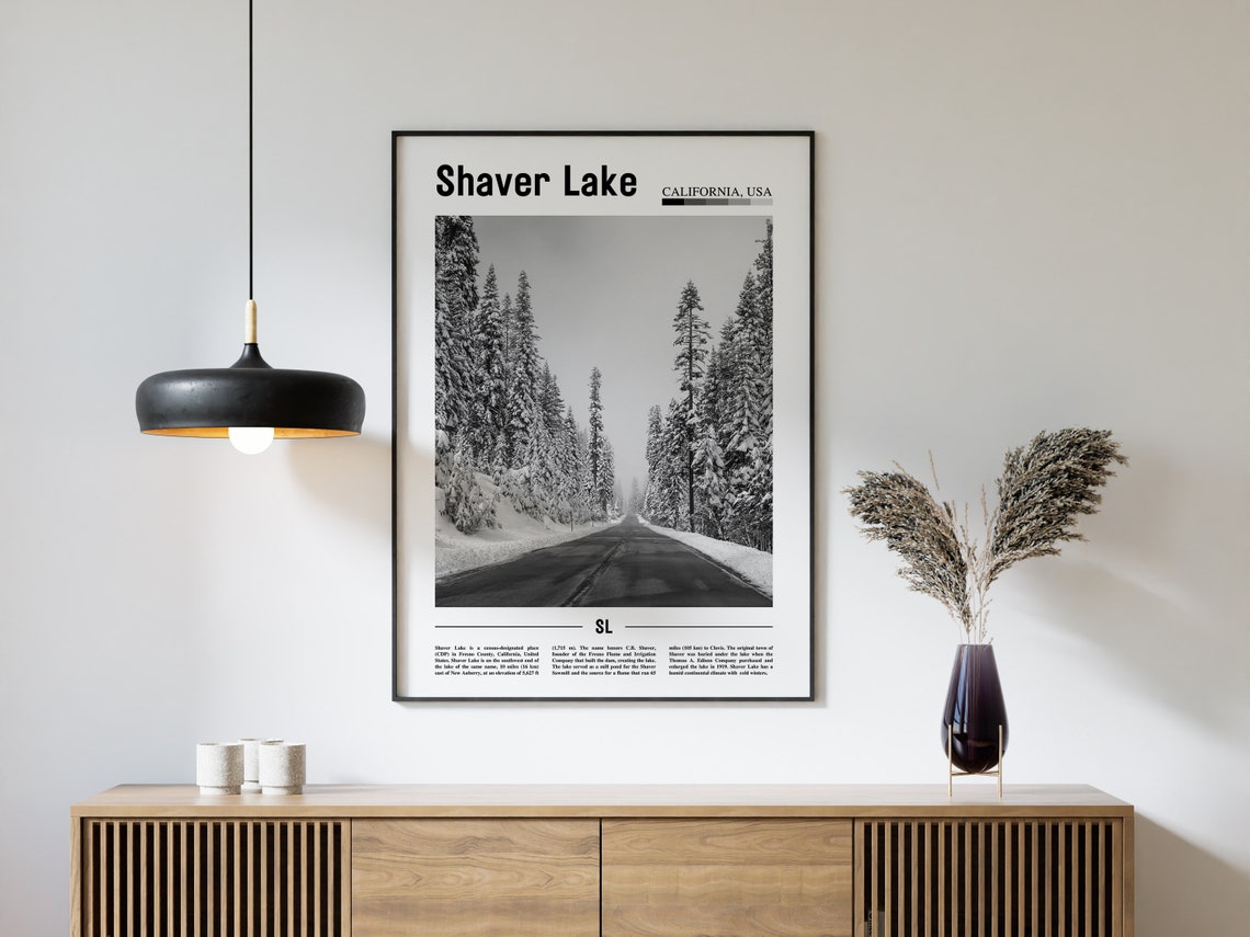 Shaver Lake Poster Black And White Shaver Lake Print Black And White Shaver Lake Wall Art Minimal Travel Print Travel Poster - Image 4