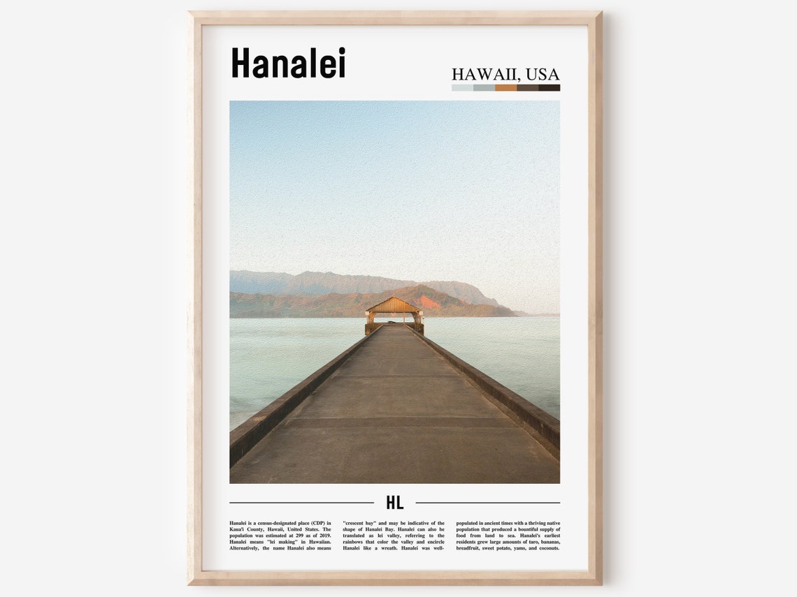 Hanalei Print Hanalei Poster Hanalei Wall Art Oil Painting Poster Colorful City Print City Artwork Travel Artwork Travel Wall Art