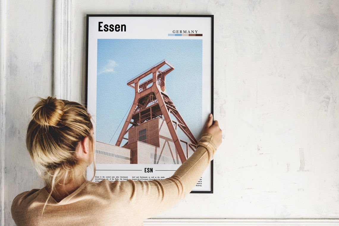 Essen Print Essen Poster Essen Wall Art Minimal Travel Print Minimal City Poster Travel Destination City Print Oil Painting Poster - Image 4