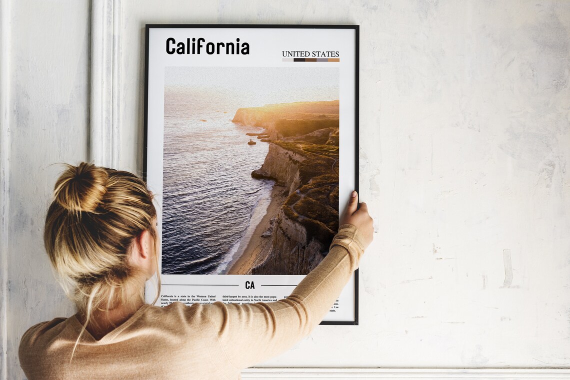 California Minimal Travel Poster, Oil Painting Style - Image 5