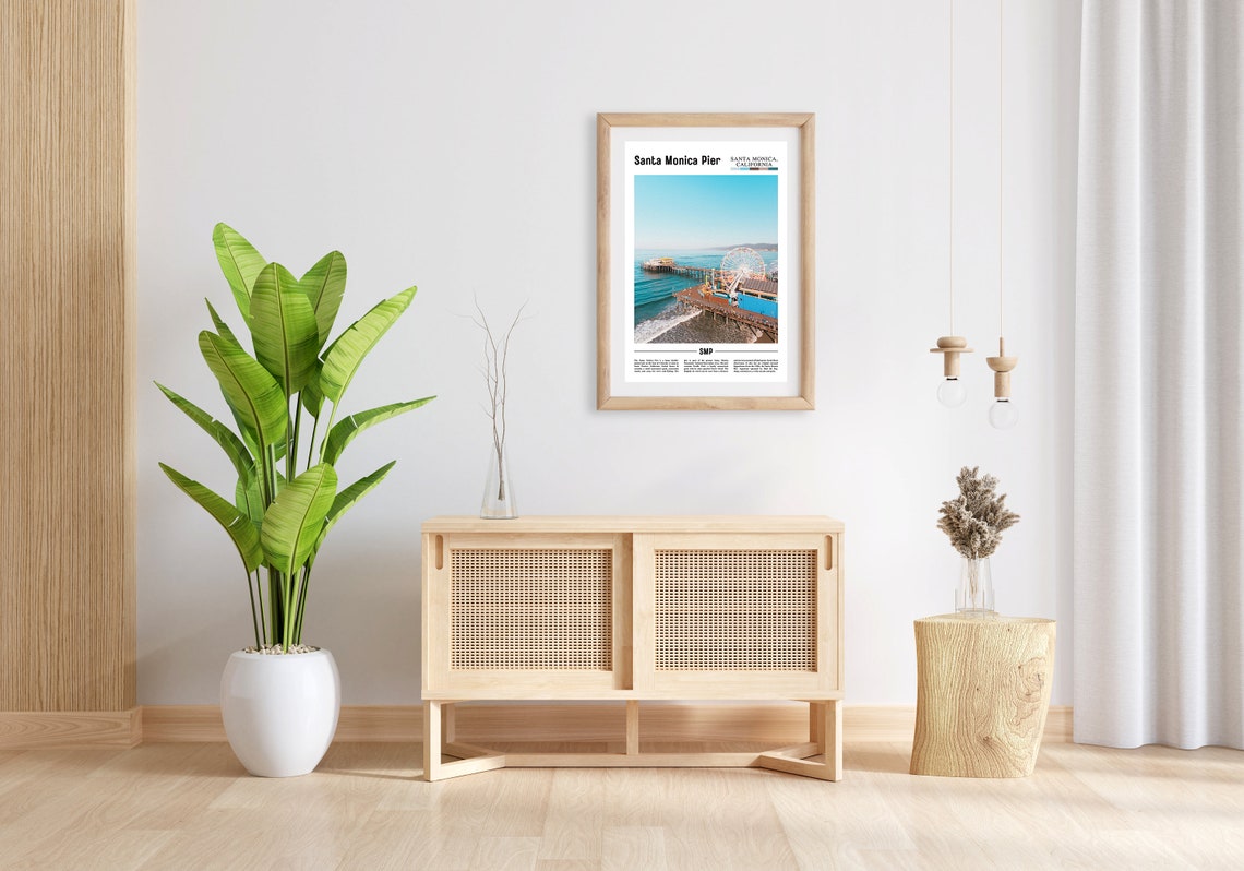 Santa Monica Pier Print Santa Monica Pier Poster Santa Monica Pier Wall Art Minimal Travel Print Minimal City Poster Oil Painting Poster - Image 4