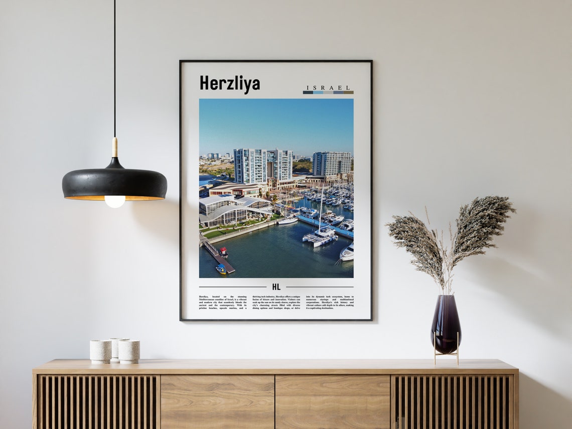Herzliya Poster Herzliya Print Herzliya Wall Art Minimal Travel Print Travel Destination Oil Painting Poster - Image 4