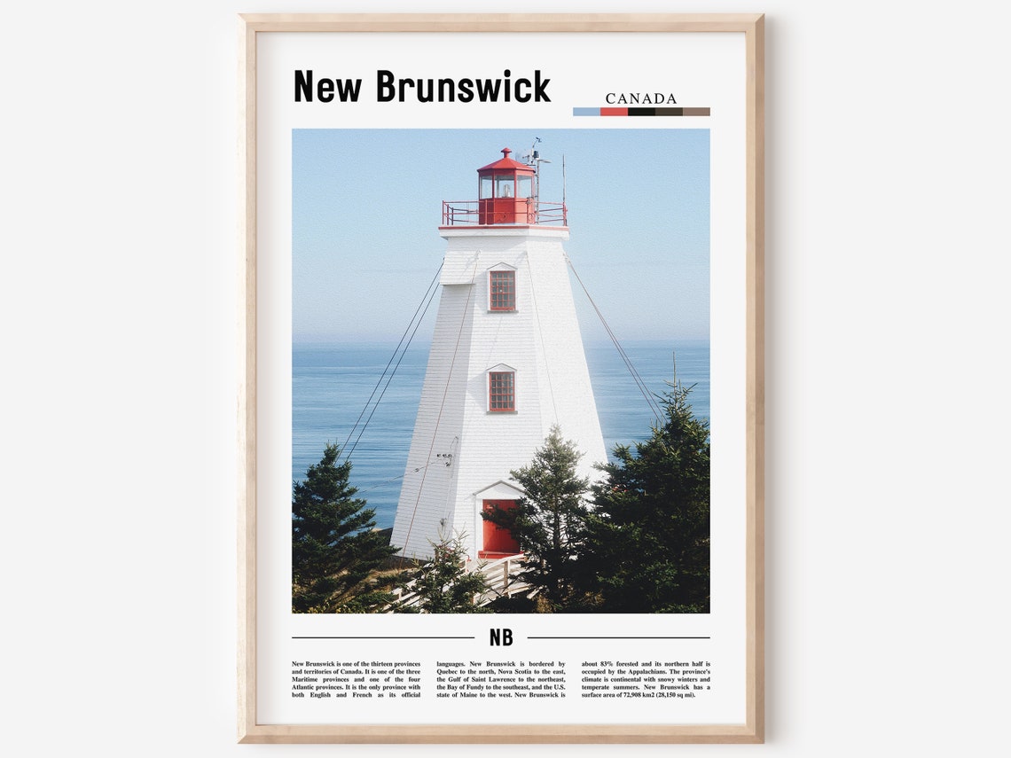 New Brunswick Print New Brunswick Poster New Brunswick Wall Art Minimal Travel Print Minimal City Poster Travel Oil Painting Poster
