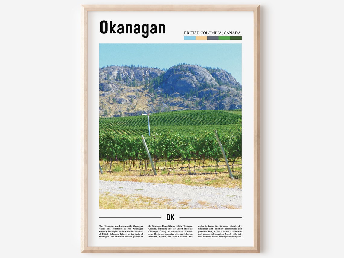 Okanagan Print Okanagan Poster Okanagan Wall Art Oil Painting Poster Colorful City Print City Artwork Travel Artwork Travel Wall Art