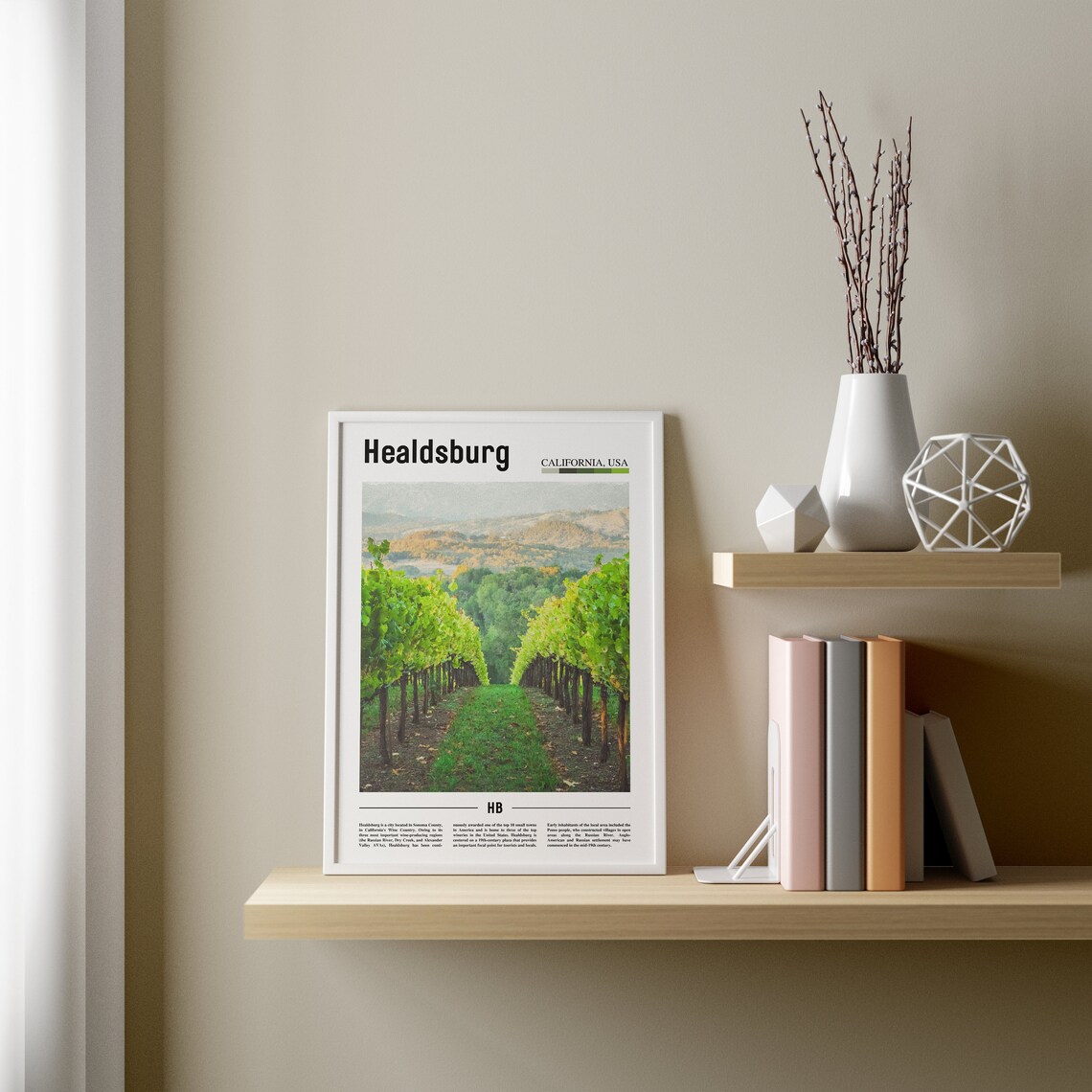 Healdsburg Minimal Travel Poster, Oil Painting Style - Image 3