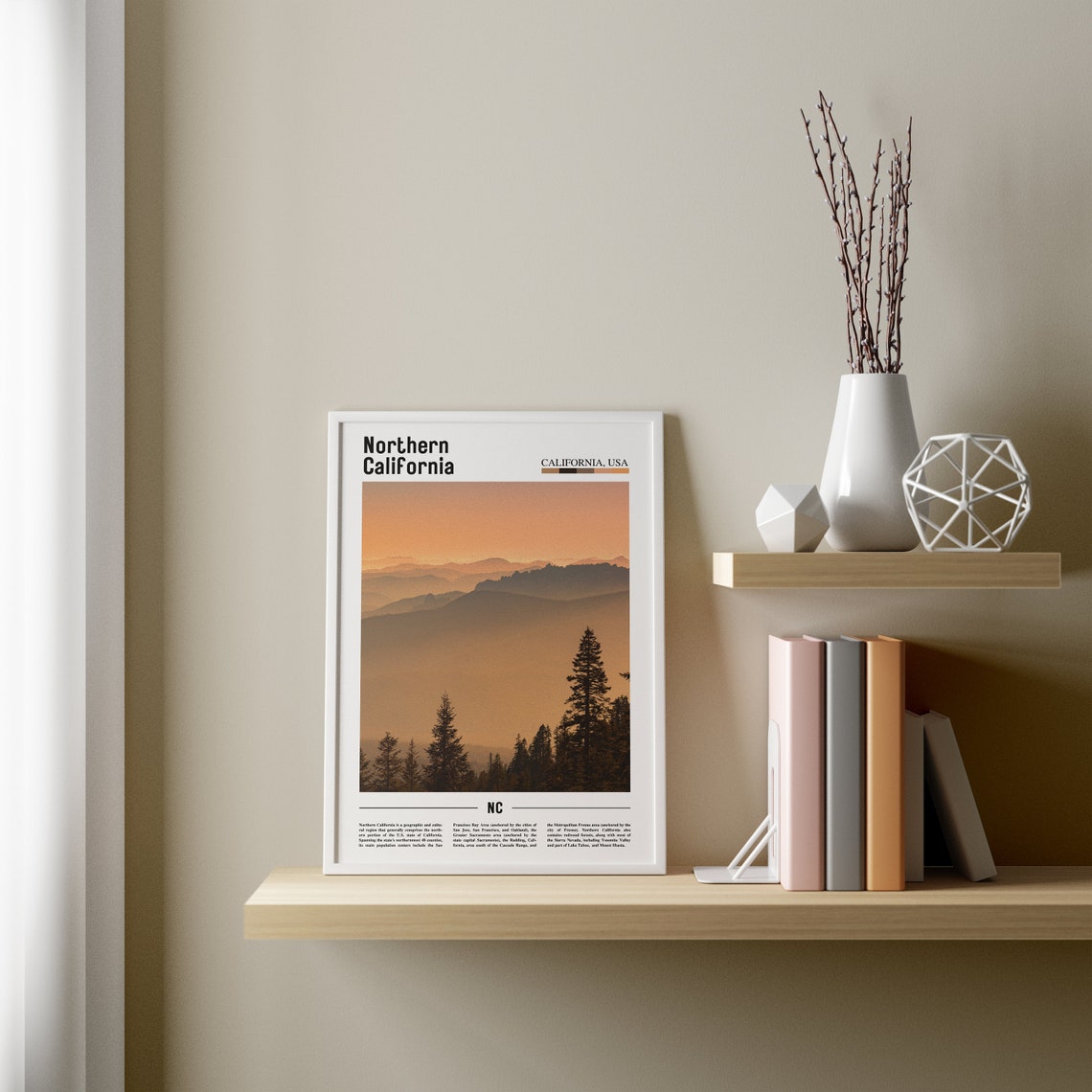 Northern California Print Northern California Poster Northern California Wall Art Minimal Travel Print City Poster Oil Painting Poster - Image 2