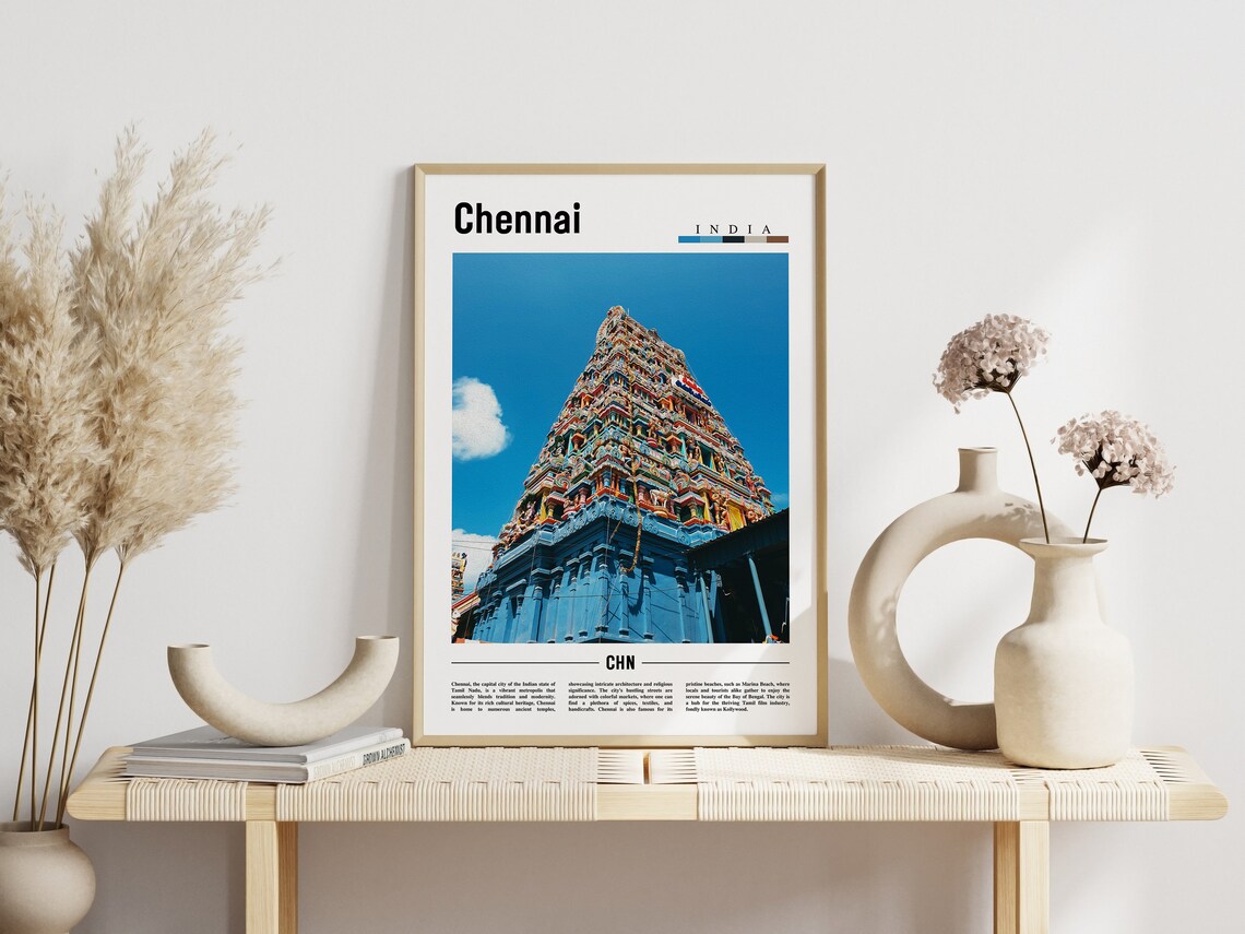 Chennai Poster Chennai Print Chennai Wall Art Asia Print Asia Poster Asia Photo Minimal Travel Poster - Image 6