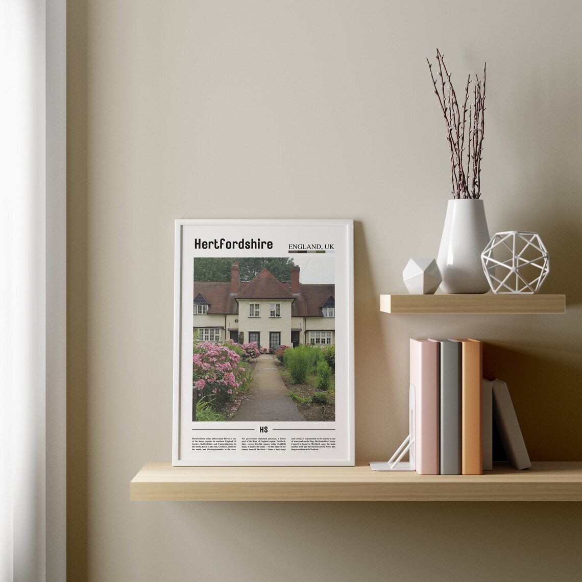 Hertfordshire Minimal Travel Poster, Oil Painting - Image 3
