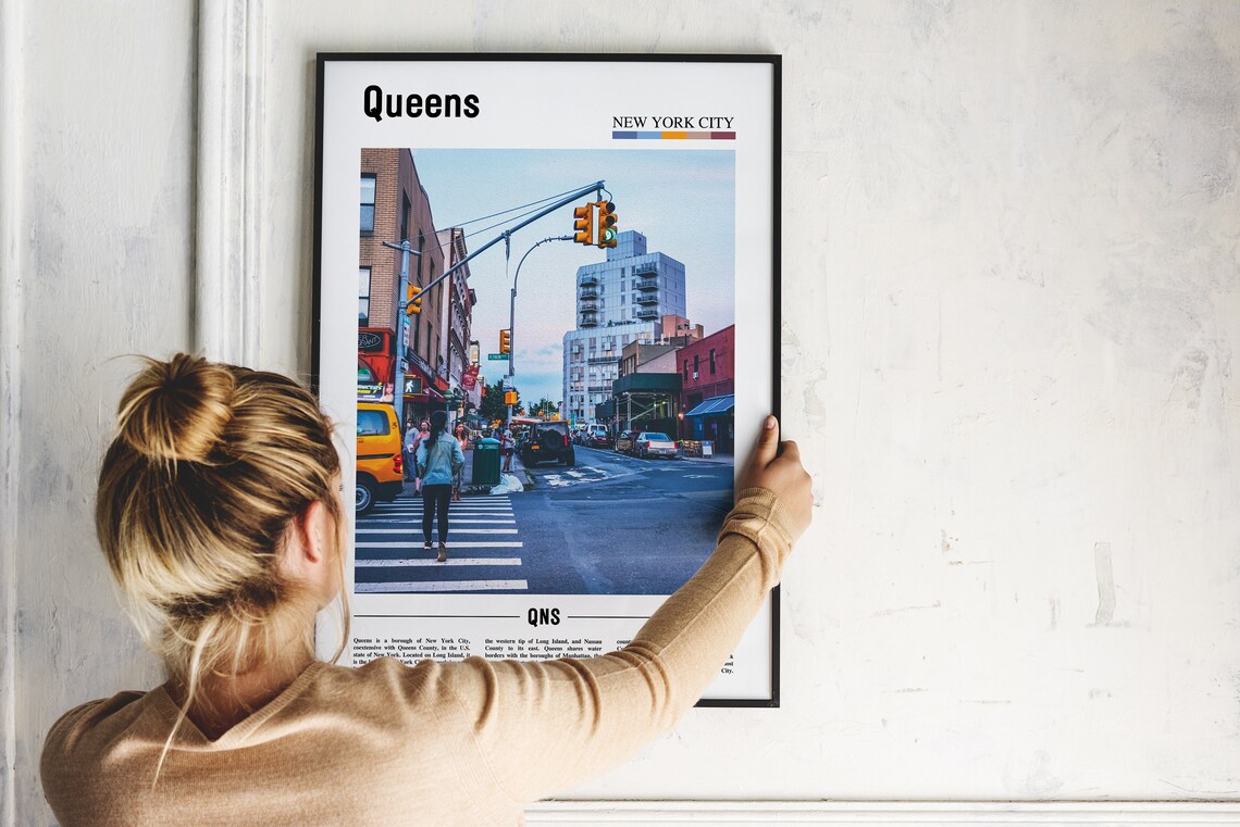 Queens Oil Painting Poster, Colorful City Artwork - Image 4