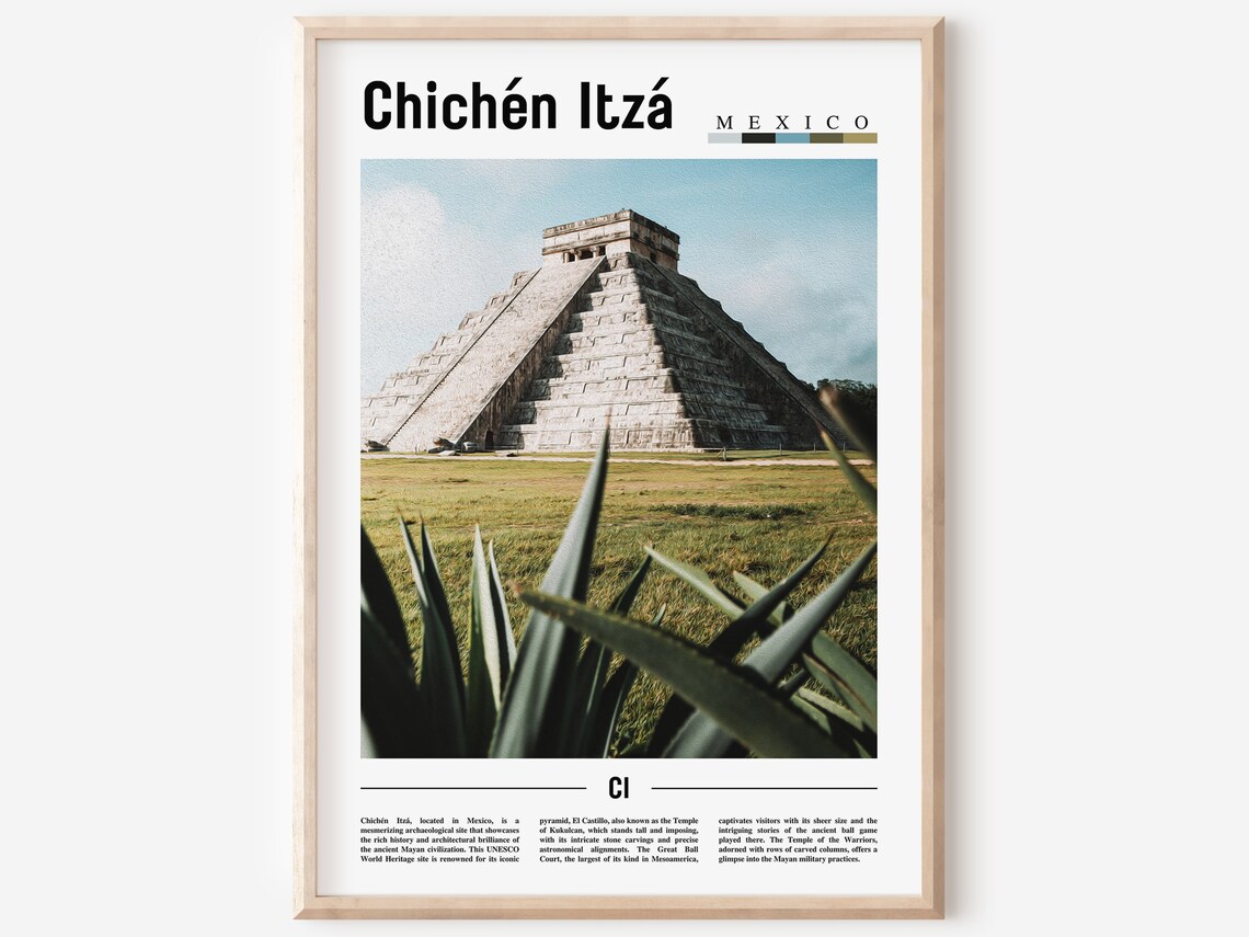 Chichn Itz Minimal Travel Poster, Oil Painting