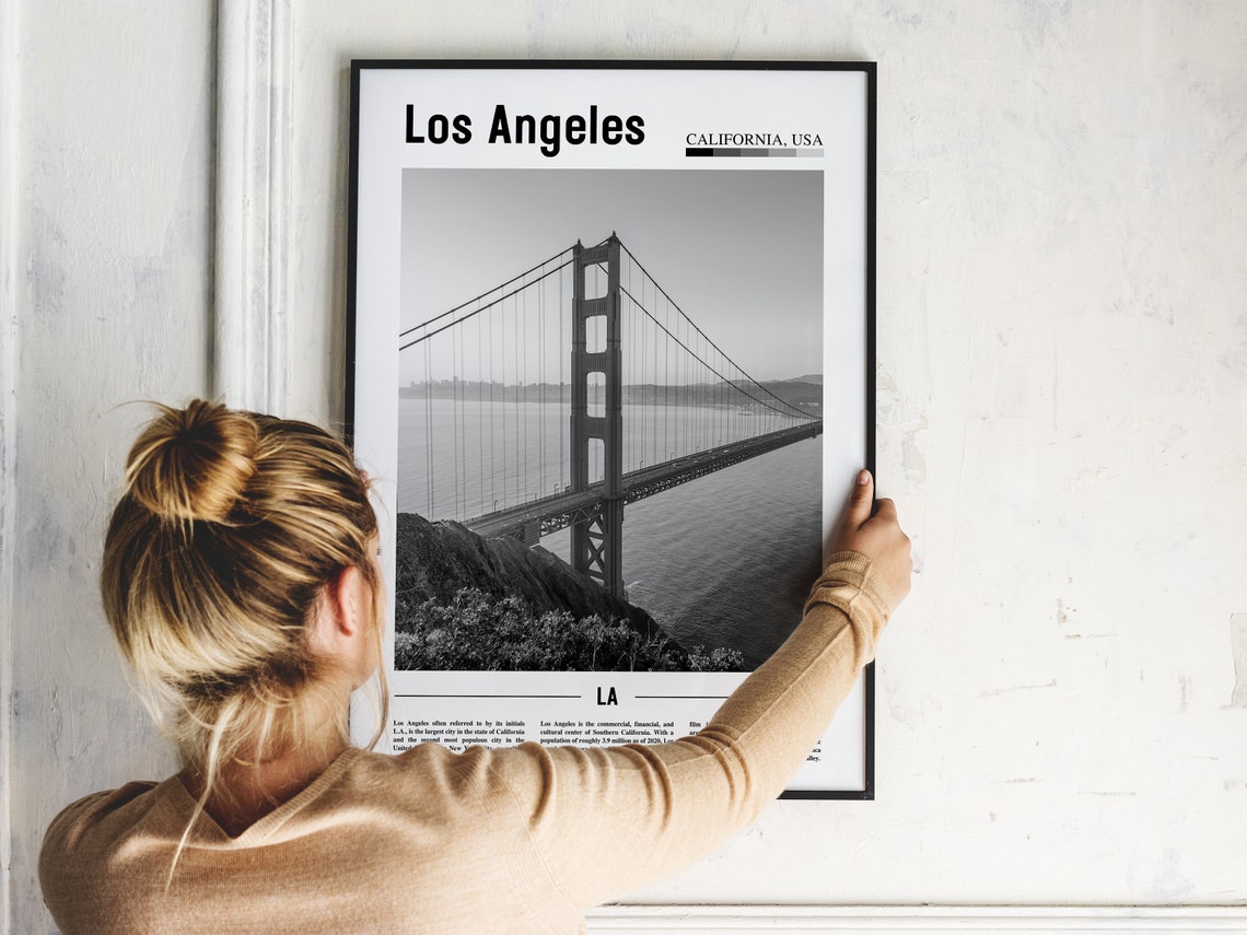 Los Angeles Poster Black And White Los Angeles Print Black And White Los Angeles Wall Art Minimal Travel Print Travel Poster - Image 5