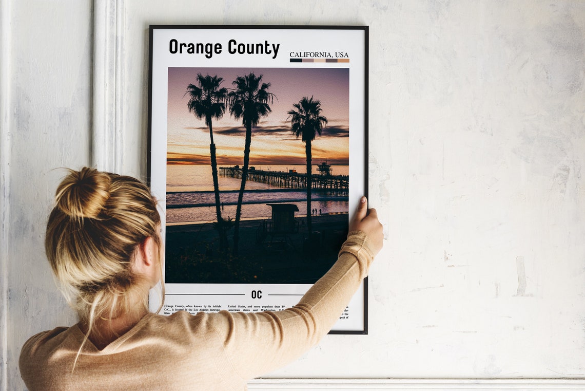 Orange County Print Orange County Poster Orange County Wall Art Minimal Travel Print Minimal Travel City Poster Oil Painting Poster - Image 4