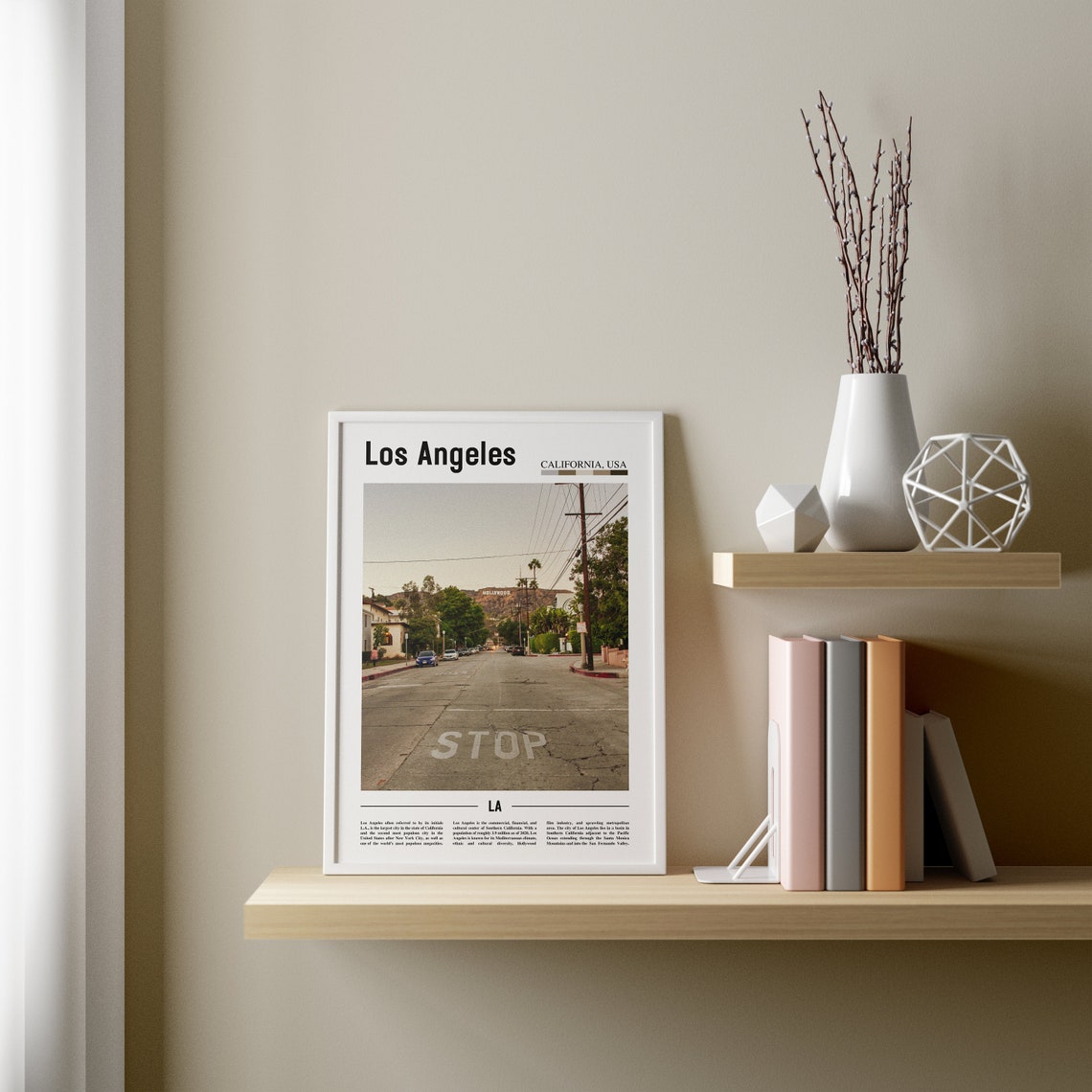 Los Angeles Print Los Angeles Poster Los Angeles Wall Art Minimal Travel Print Minimal City Poster Oil Painting Poster - Image 3