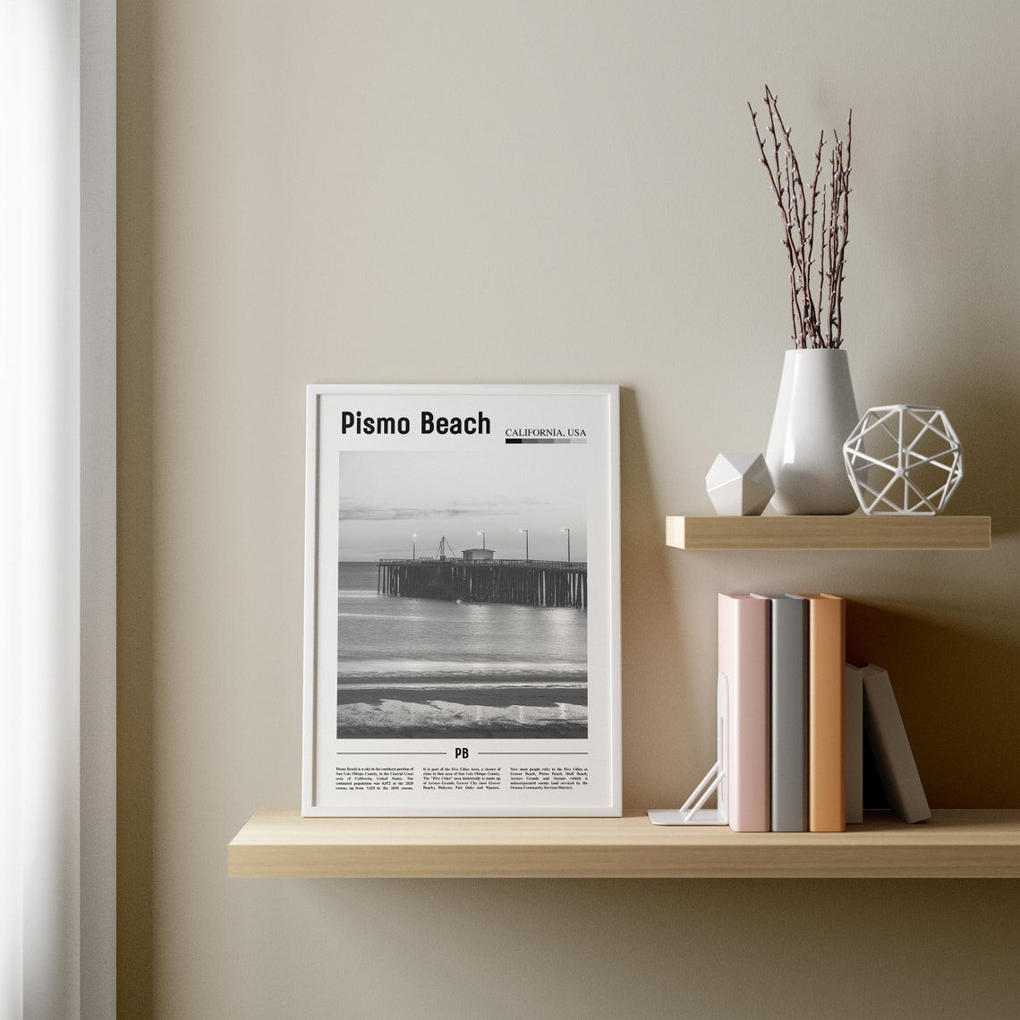Pismo Beach Print Black And White Pismo Beach Poster Pismo Beach Wall Art Travel Poster City Artwork Travel Artwork Travel Wall Art - Image 3