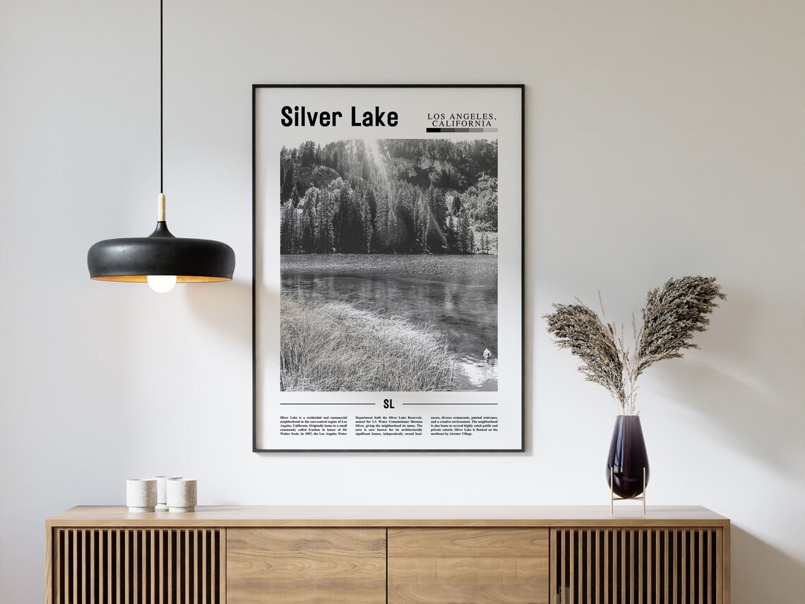 Silver Lake, Black And White Travel Poster - Image 4