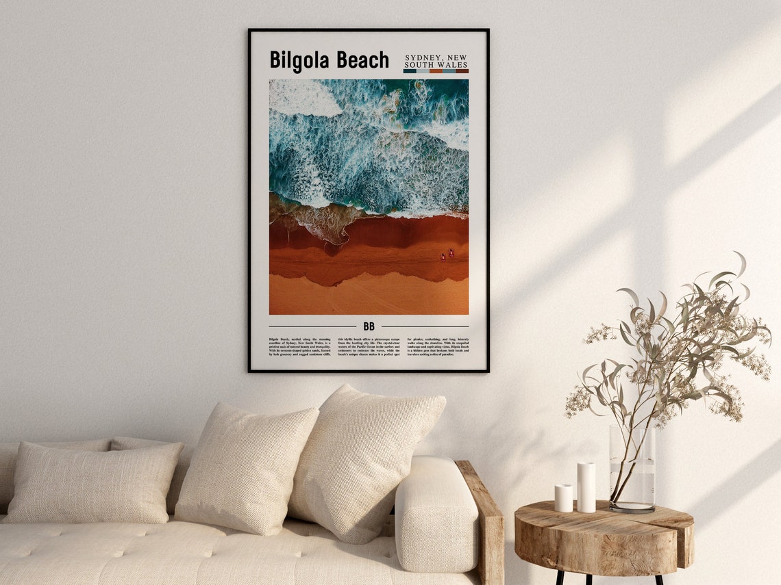 Bilgola Beach Poster Bilgola Beach Print Bilgola Beach Wall Art Minimal Travel Print Travel Destination Oil Painting Poster - Image 2