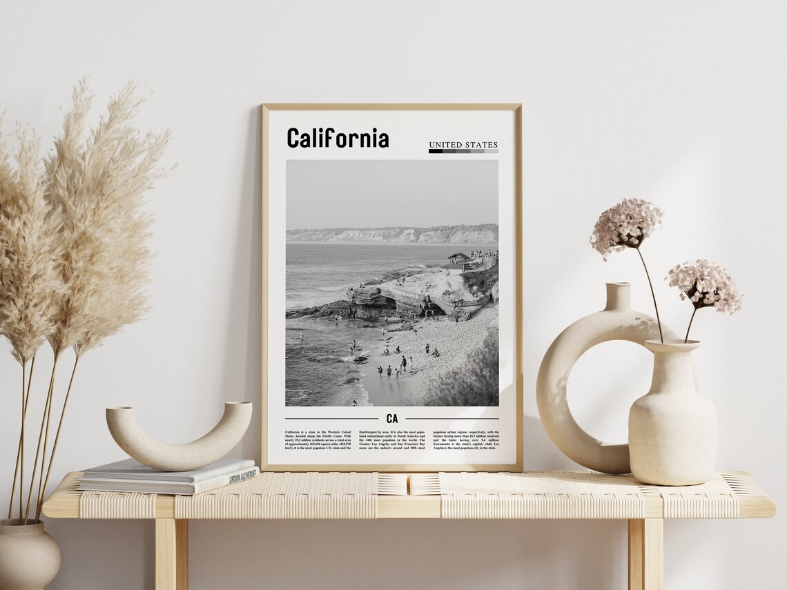 California Minimal Travel Poster, Black And White - Image 6