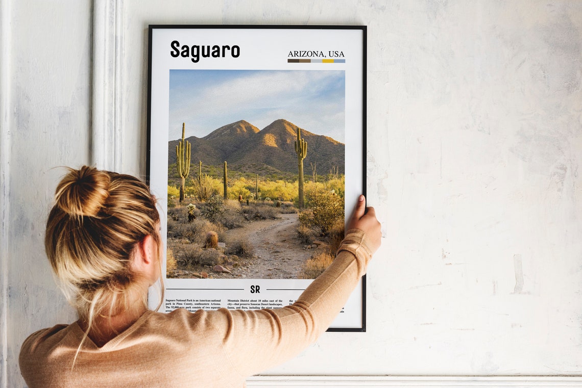 Saguaro Print Saguaro Poster Saguaro Wall Art Oil Painting Poster Colorful City Print City Artwork Travel Artwork Travel Wall Art - Image 4