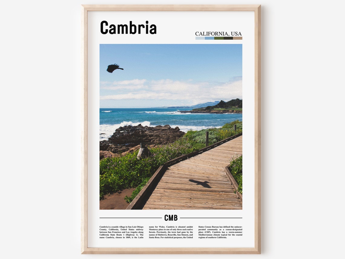 Cambria Print Cambria Poster Cambria Wall Art Minimal Travel Print Minimal City Poster Travel Destination City Print Oil Painting Poster