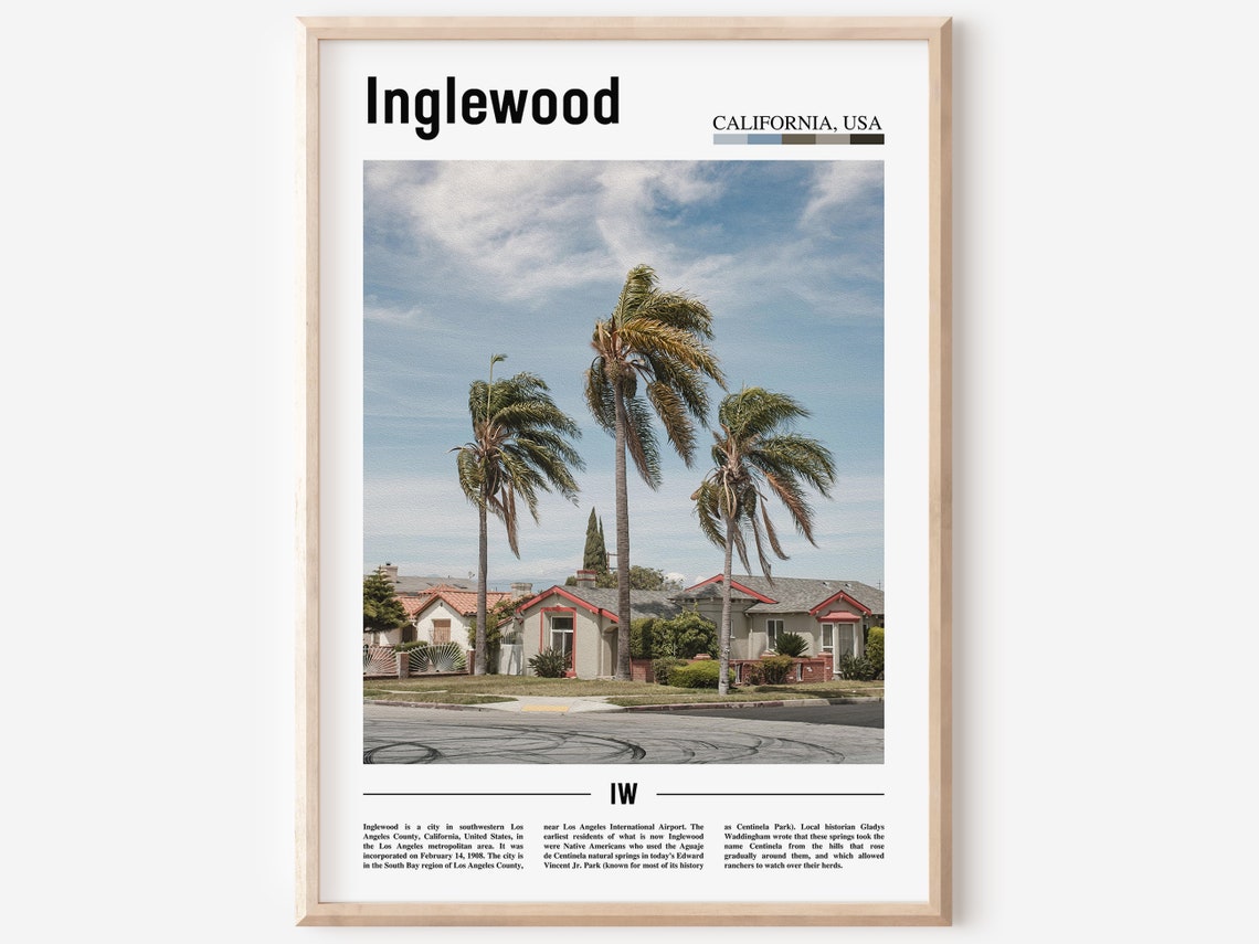 Inglewood Print Inglewood Poster Inglewood Wall Art Minimal Travel Print Minimal City Poster Travel Destination Oil Painting Poster