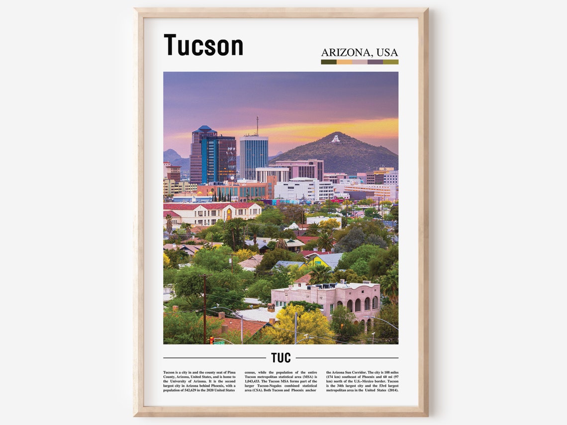 Tucson Print Tucson Poster Tucson Wall Art Oil Painting Poster Colorful City Print City Artwork Travel Artwork Travel Wall Art