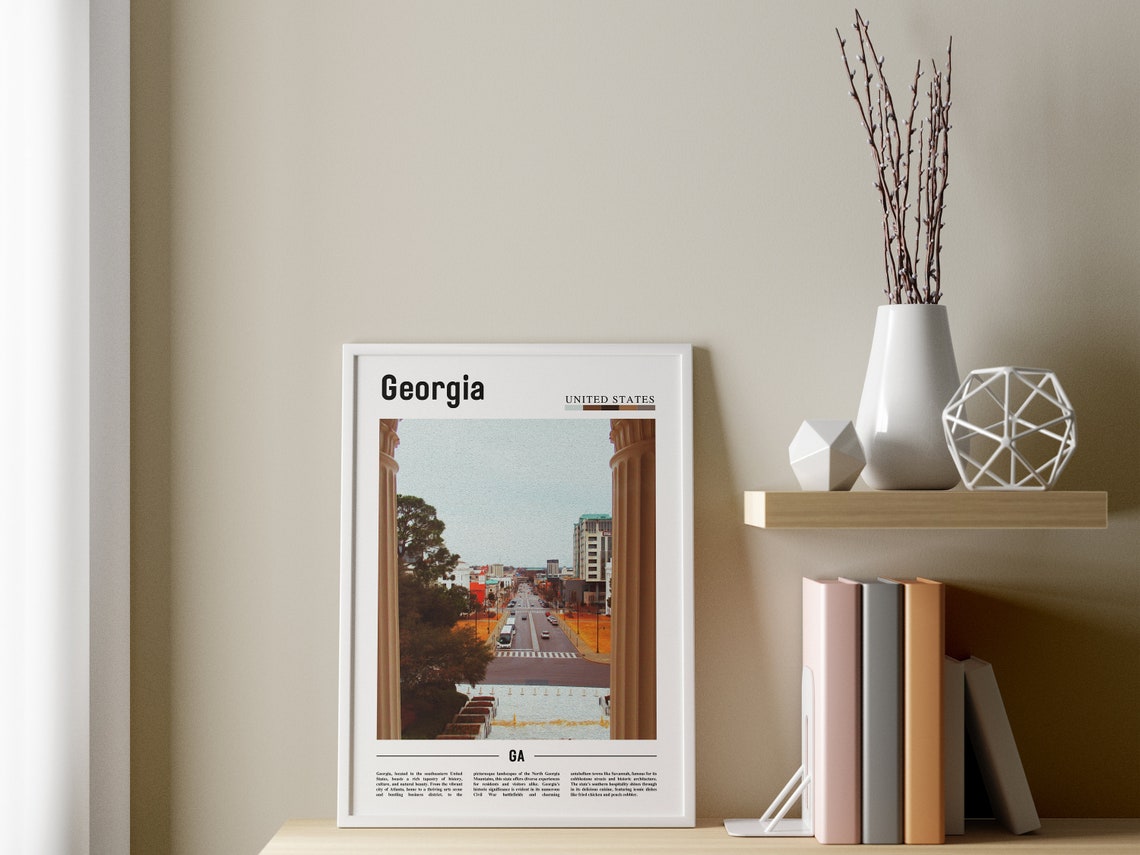 Georgia Poster Georgia Print Georgia Wall Art Minimal Travel Print Travel Destination Oil Painting Poster - Image 3