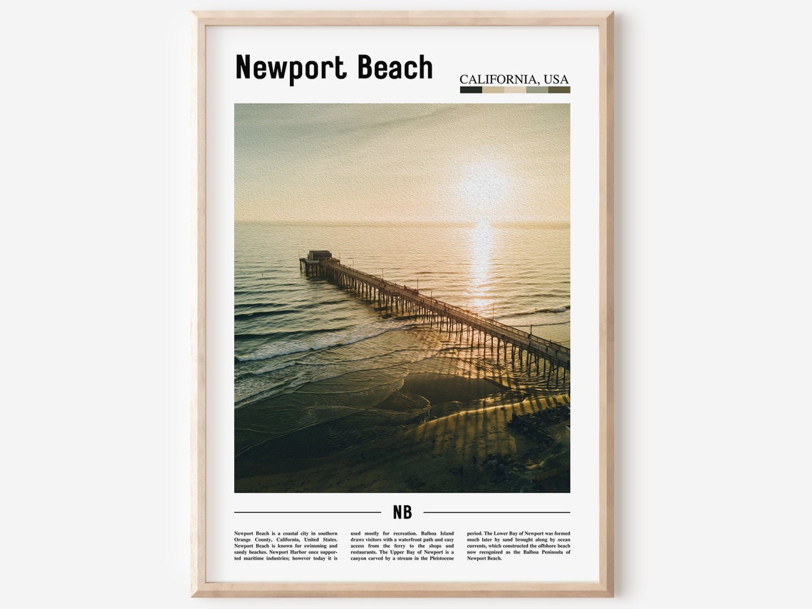 Newport Beach Print Newport Beach Poster Newport Beach Wall Art Minimal Travel Print Minimal City Poster Destination Oil Painting Poster