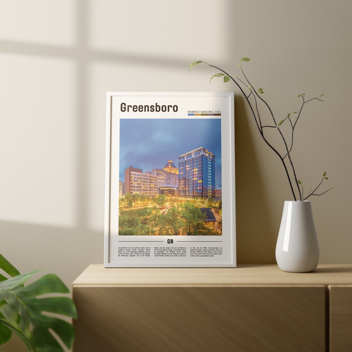 Greensboro Print Greensboro Poster Greensboro Wall Art Oil Painting Poster Colorful City Print City Artwork Travel Artwork Travel Art - Image 2