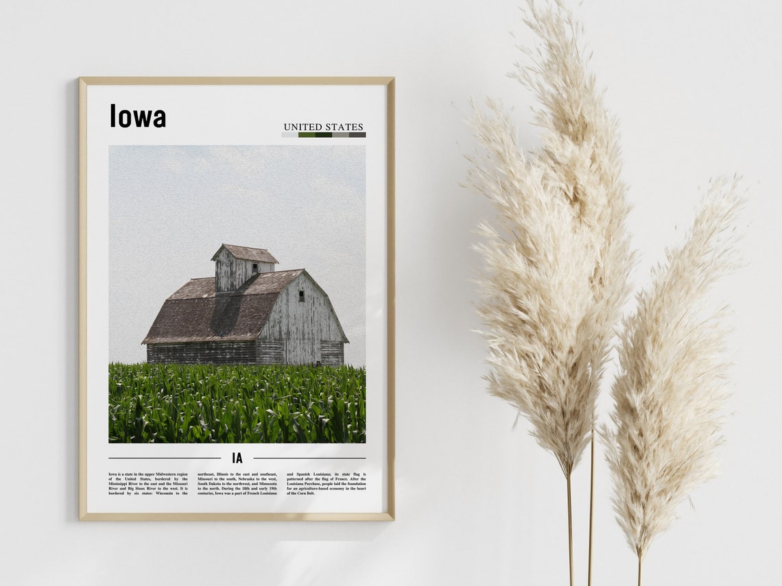 Iowa Poster Iowa Print Iowa Wall Art United States Photo United States Poster United States Print - Image 3