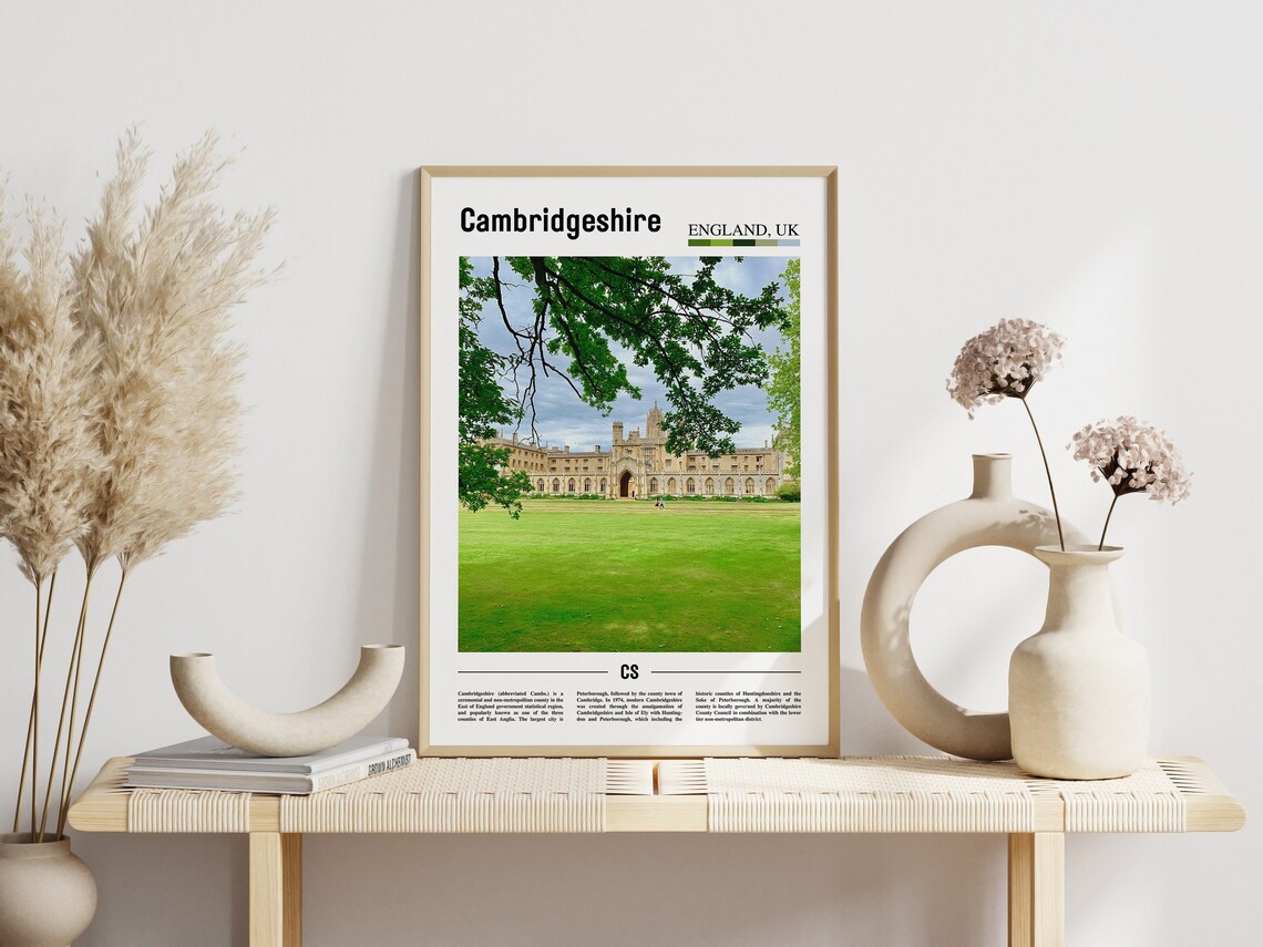 Cambridgeshire Minimal Travel Poster, Oil Painting - Image 5