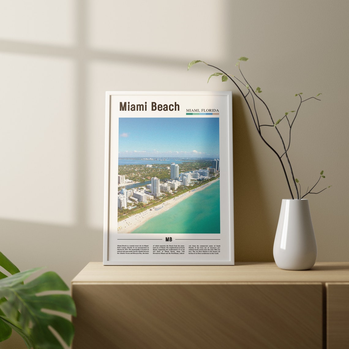 Miami Beach Print Miami Beach Poster Miami Beach Wall Art Oil Painting Poster City Print City Artwork Travel Artwork Travel Wall Art - Image 2
