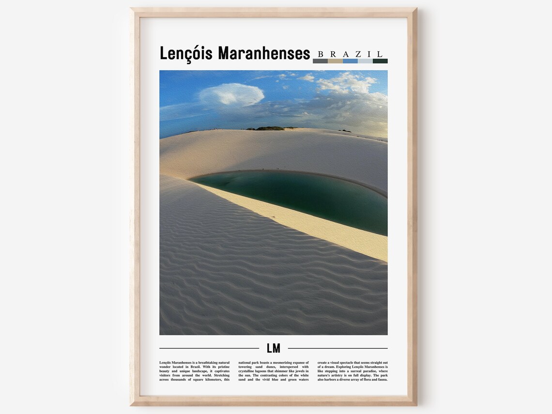 Lenis Maranhenses Minimal Travel Poster, Oil Painting