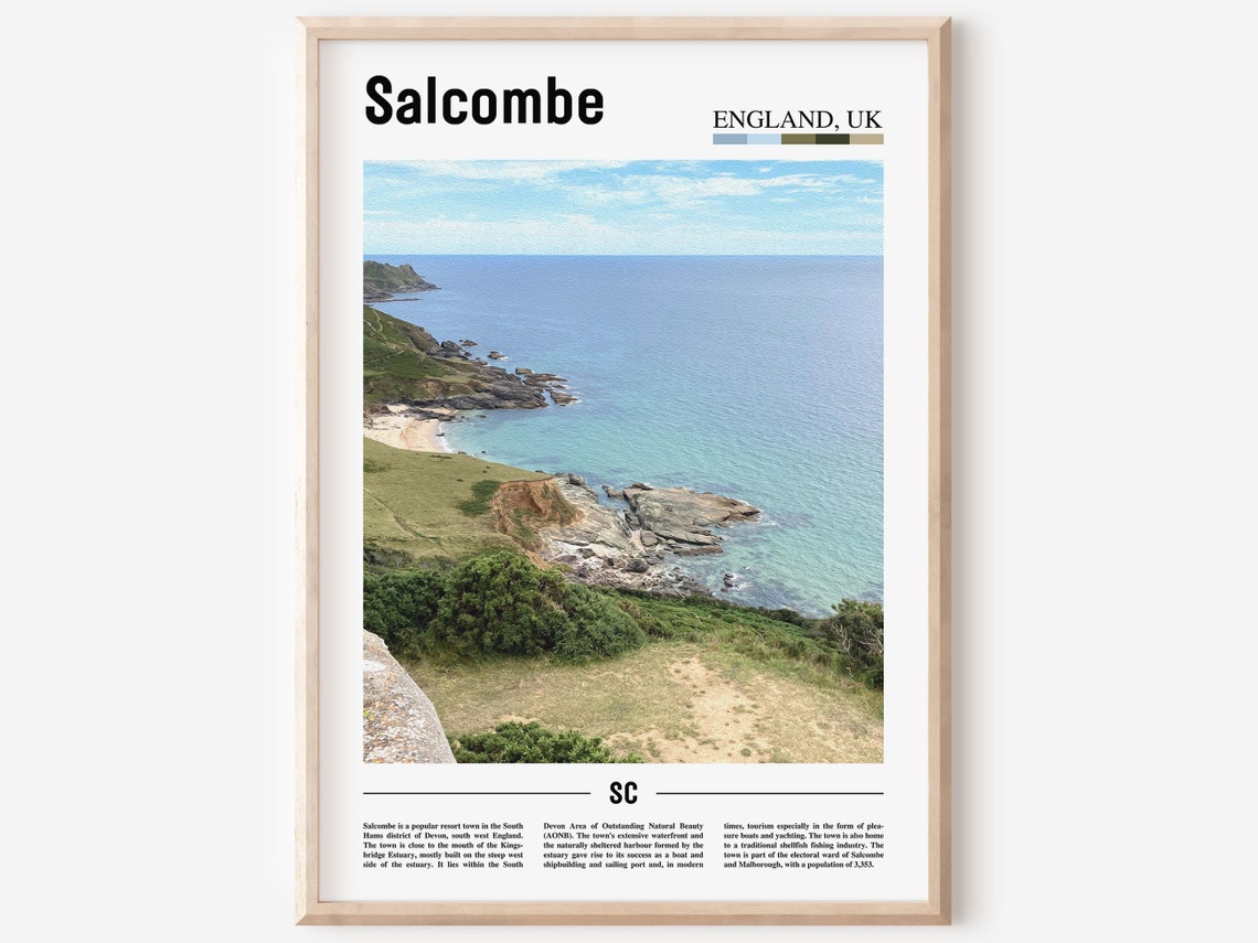 Salcombe Print Salcombe Poster Salcombe Wall Art Minimal Travel Print Minimal City Poster Travel Destination Print Oil Painting Poster