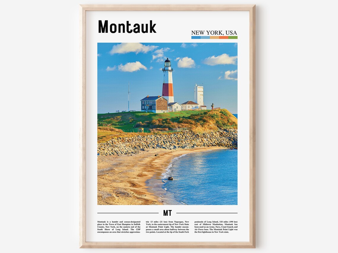 Montauk Travel Poster, Colorful City Artwork